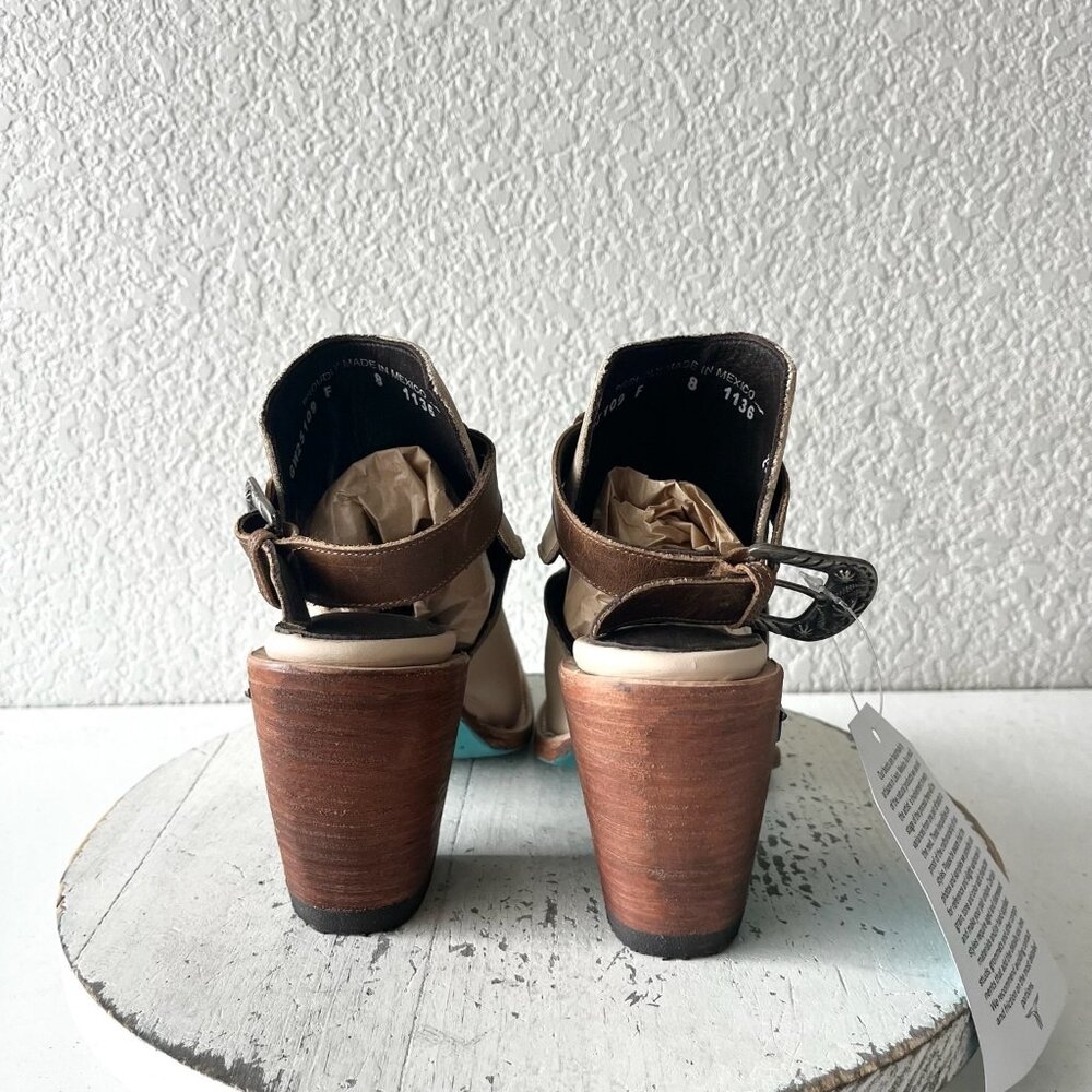 Lane HIGH NOON Cowboy Booties Putty Western Cowgirl Ankle Boots Sandals Size 8.5 - Picture 4 of 10